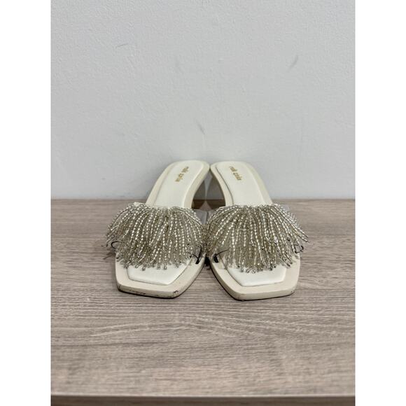 Cult Gaia Uma Kitten Heel Embellished Slide Sandals White Women's 36.5/ U 6.5 - Picture 4 of 8